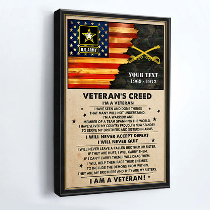 Personalized Veteran’s Creed Canvas / Poster - Custom Gift for Veterans
