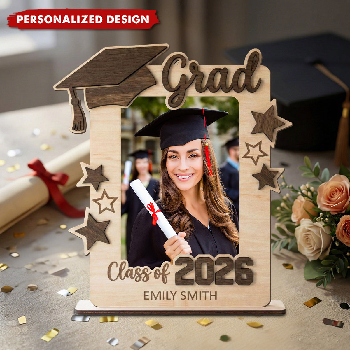 Personalized Graduation Gift - Class of 2026 Photo Frame Plaque - Custom Senior Keepsake for College & High School