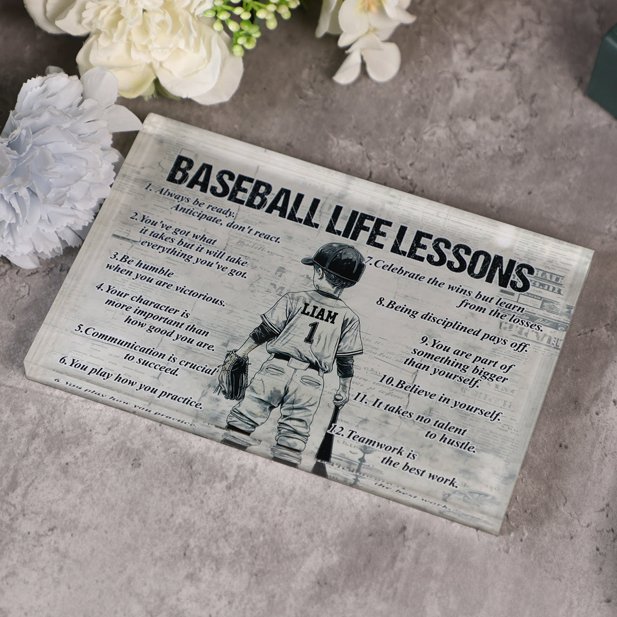 Personalized Baseball Life Lessons Acrylic Plaque - Gift for Boys & Baseball Lovers