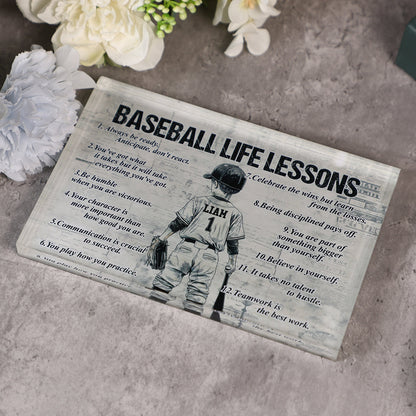 Personalized Baseball Life Lessons Acrylic Plaque - Gift for Boys & Baseball Lovers