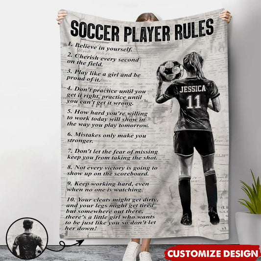 Personalized Soccer Blanket for Kids - Gift for Soccer Lovers