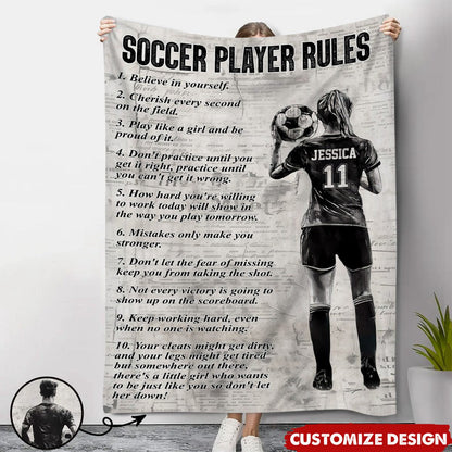 Personalized Soccer Blanket for Kids - Gift for Soccer Lovers