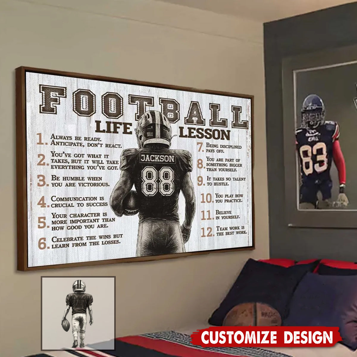 American Football Life Lessons - Personalized Poster / Canvas