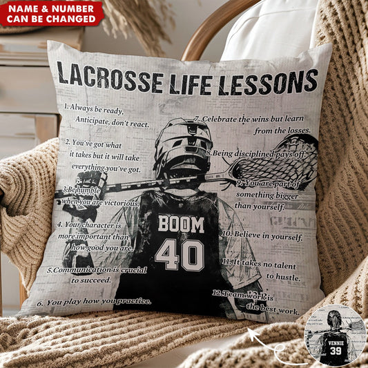 Personalized Lacrosse Life Lessons Pillow - Gift For Lacrosse Lovers