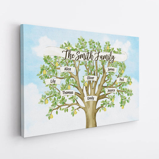 Personalized Family Tree Canvas: Custom Family Surname Wall Art Gift