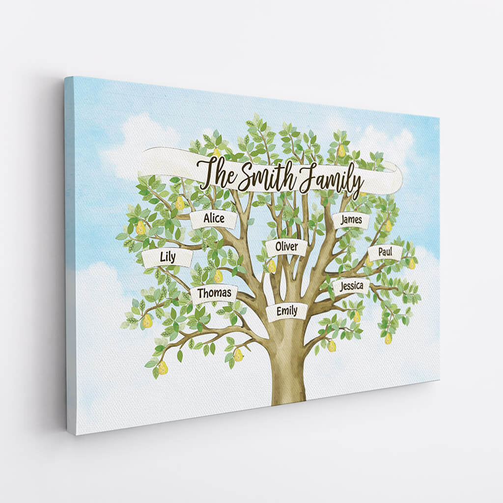 Personalized Family Tree Canvas: Custom Family Surname Wall Art Gift