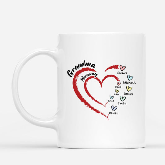Grandma & Mummy - Personalised Heart Design Mug