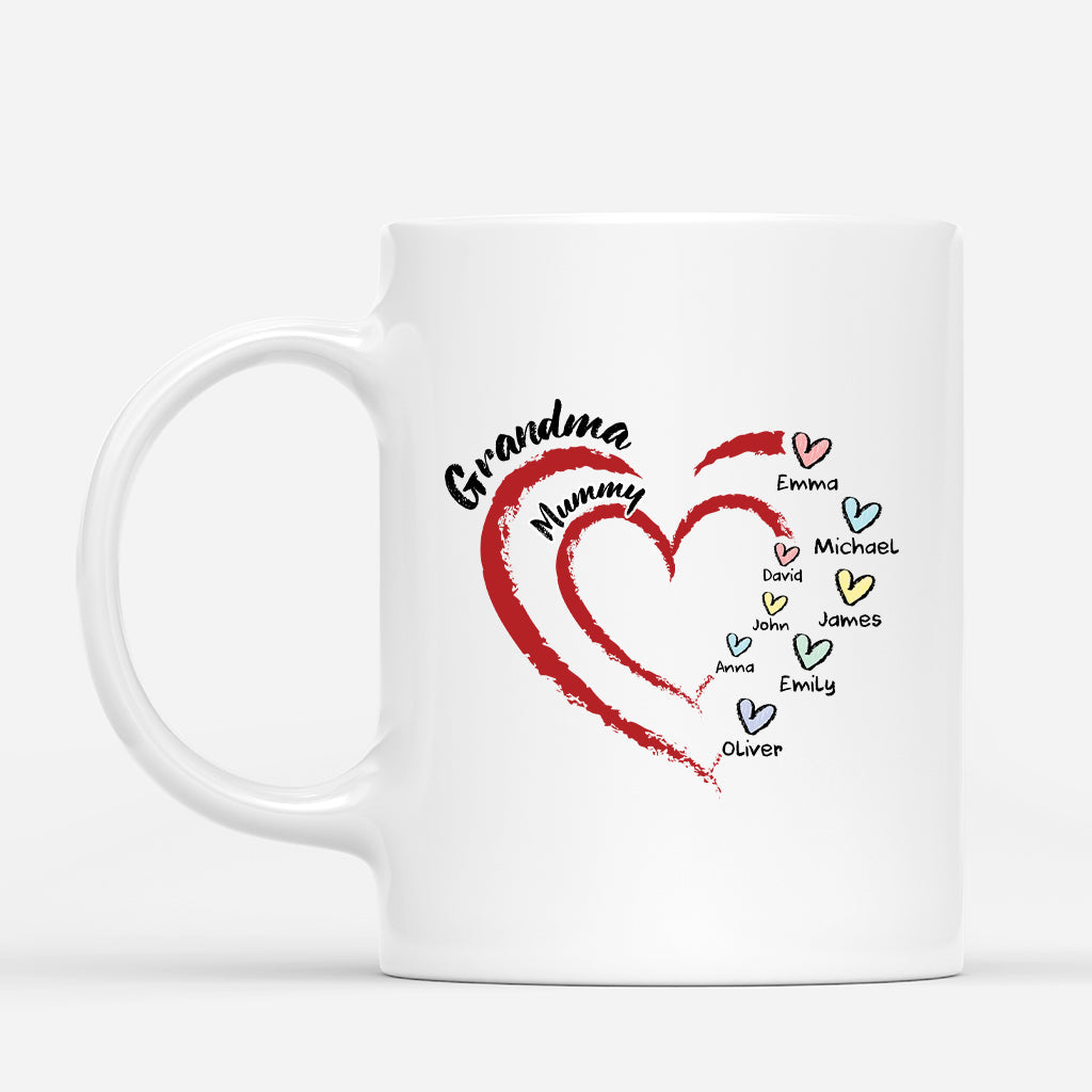 Grandma & Mummy - Personalised Heart Design Mug