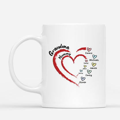 Grandma & Mummy - Personalised Heart Design Mug