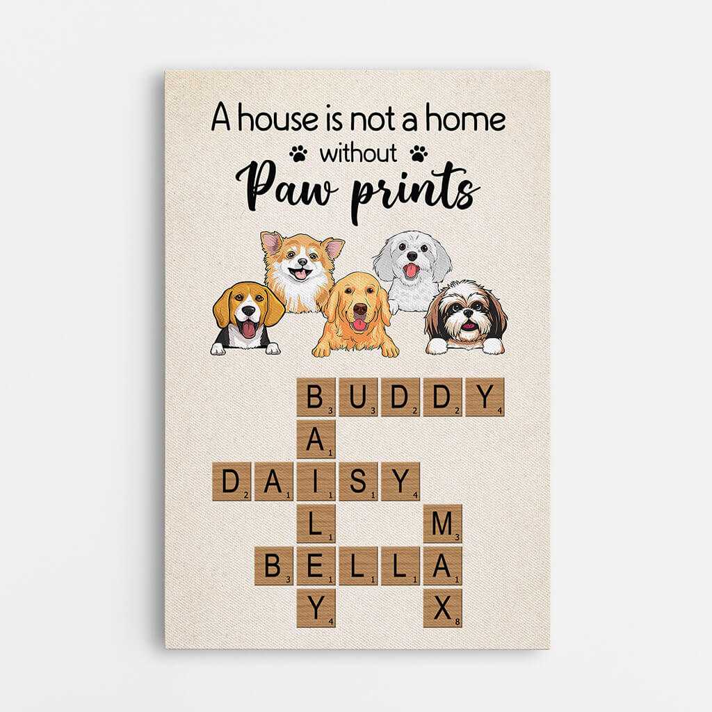 Personalised A House Is Not a Home Without Paw Prints Canvas For Dog Lovers