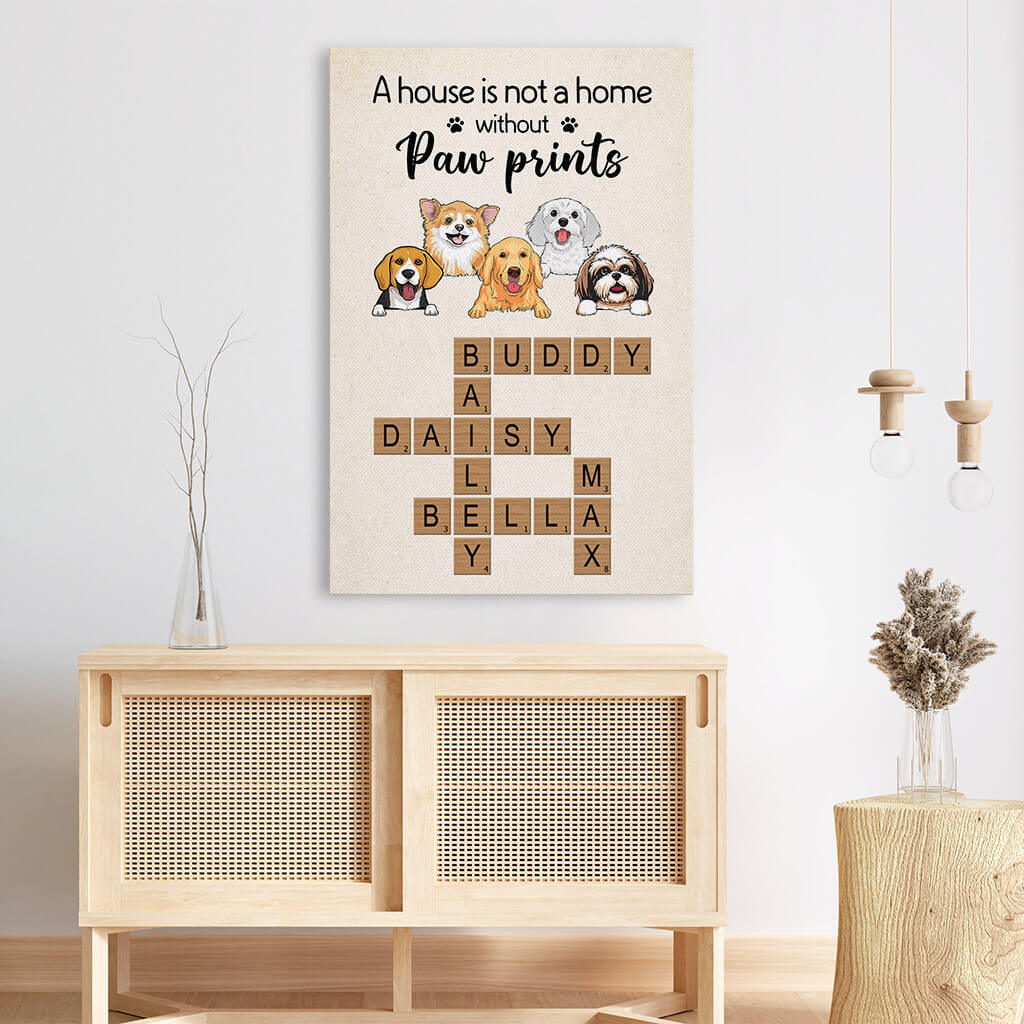 Personalised A House Is Not a Home Without Paw Prints Canvas For Dog Lovers