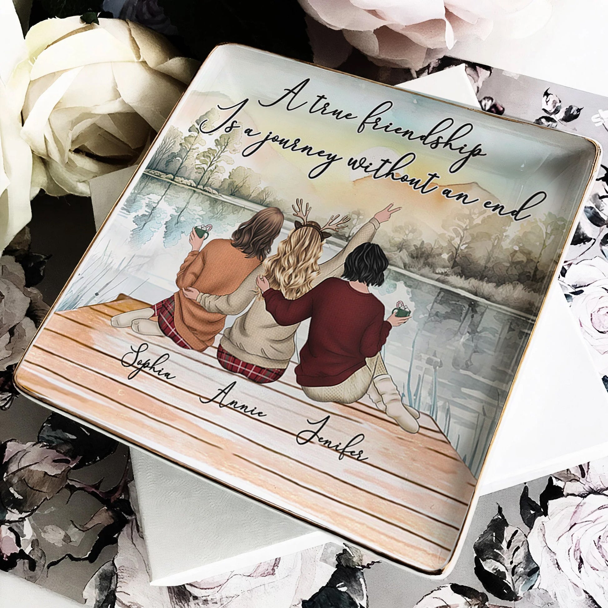 Personalized Best Friends Jewelry Dish - "Friendship is a Journey" Keepsake
