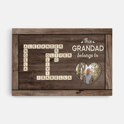Personalized “This Grandad Belongs To” Canvas / Poster - Custom Crossword with Grandkids’ Names
