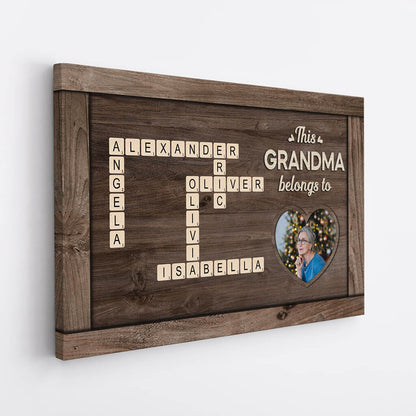 Personalized “This Grandad Belongs To” Canvas / Poster - Custom Crossword with Grandkids’ Names
