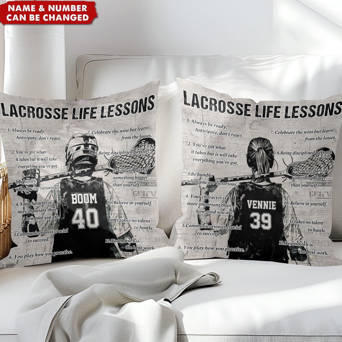 Personalized Lacrosse Life Lessons Pillow - Gift For Lacrosse Lovers