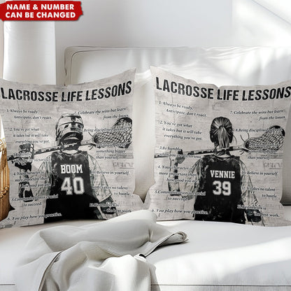 Personalized Lacrosse Life Lessons Pillow - Gift For Lacrosse Lovers