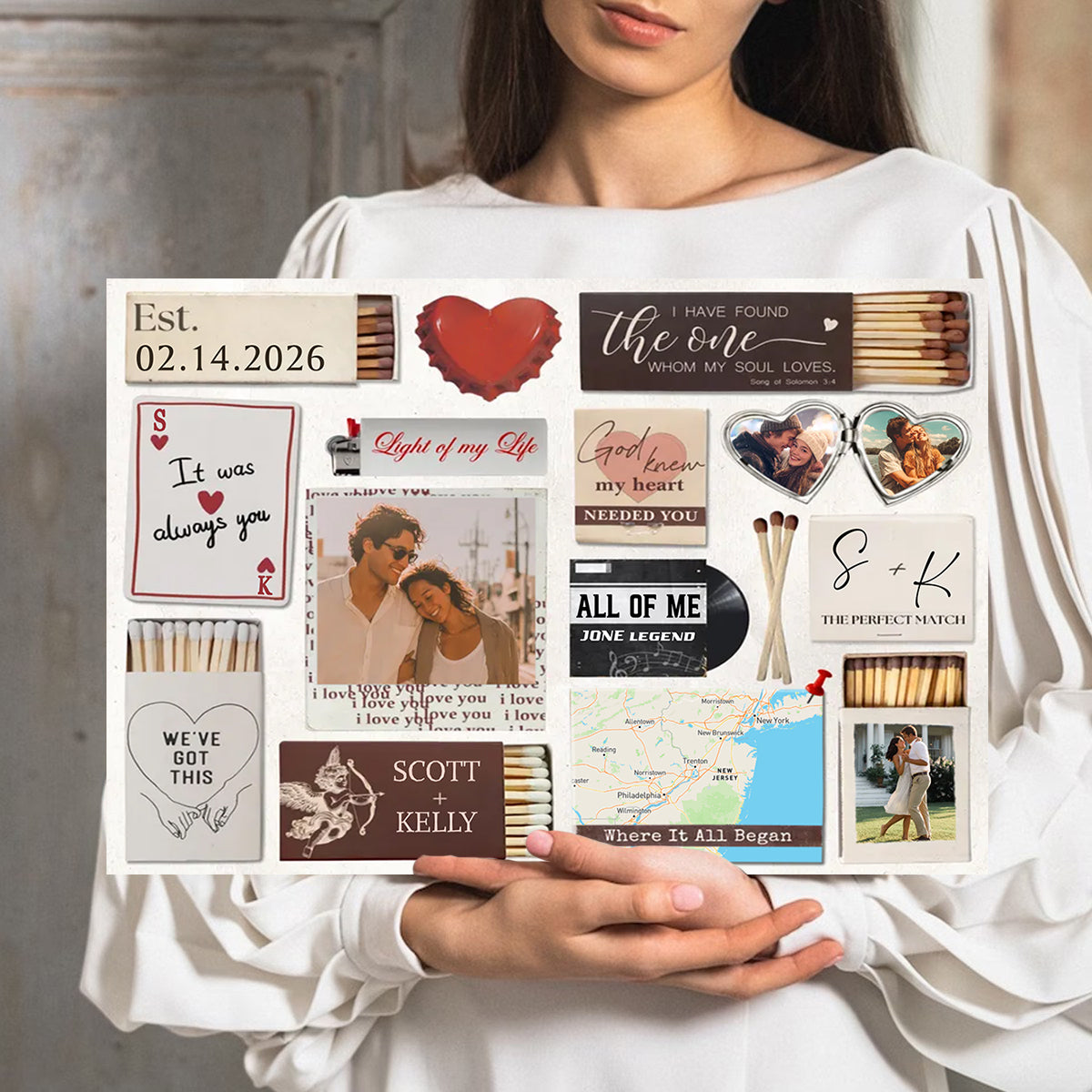 Personalized Love Story Scrapbook Canvas / Poster - Custom Valentine’s Day Gift for Couples