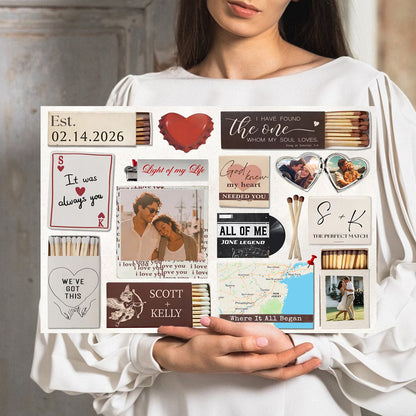 Personalized Love Story Scrapbook Canvas / Poster - Custom Valentine’s Day Gift for Couples