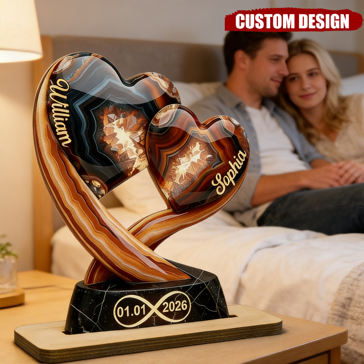 Personalized Couple Heart Plaque personalization view for Wife