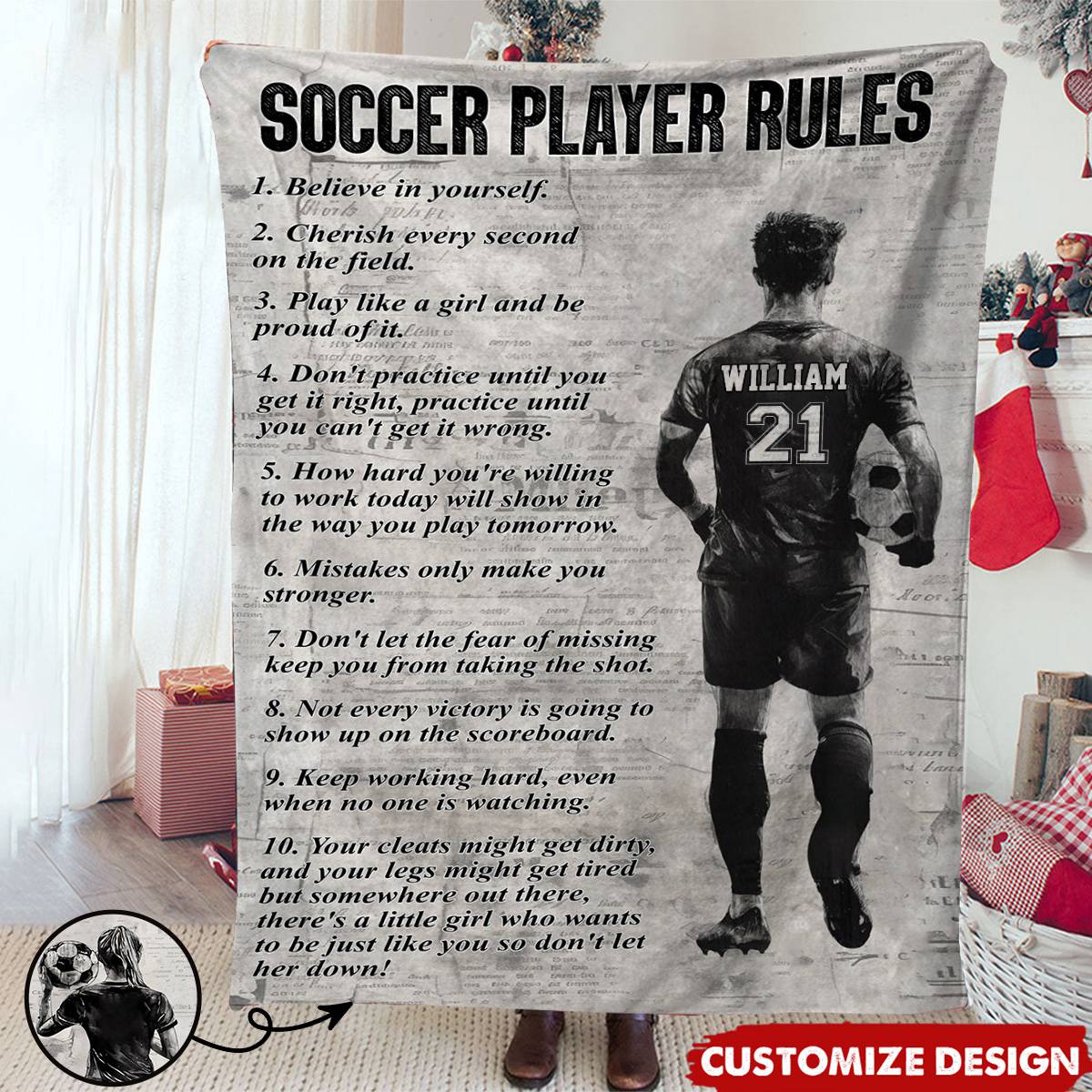 Personalized Soccer Blanket for Kids - Gift for Soccer Lovers