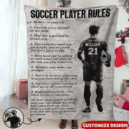 Personalized Soccer Blanket for Kids - Gift for Soccer Lovers
