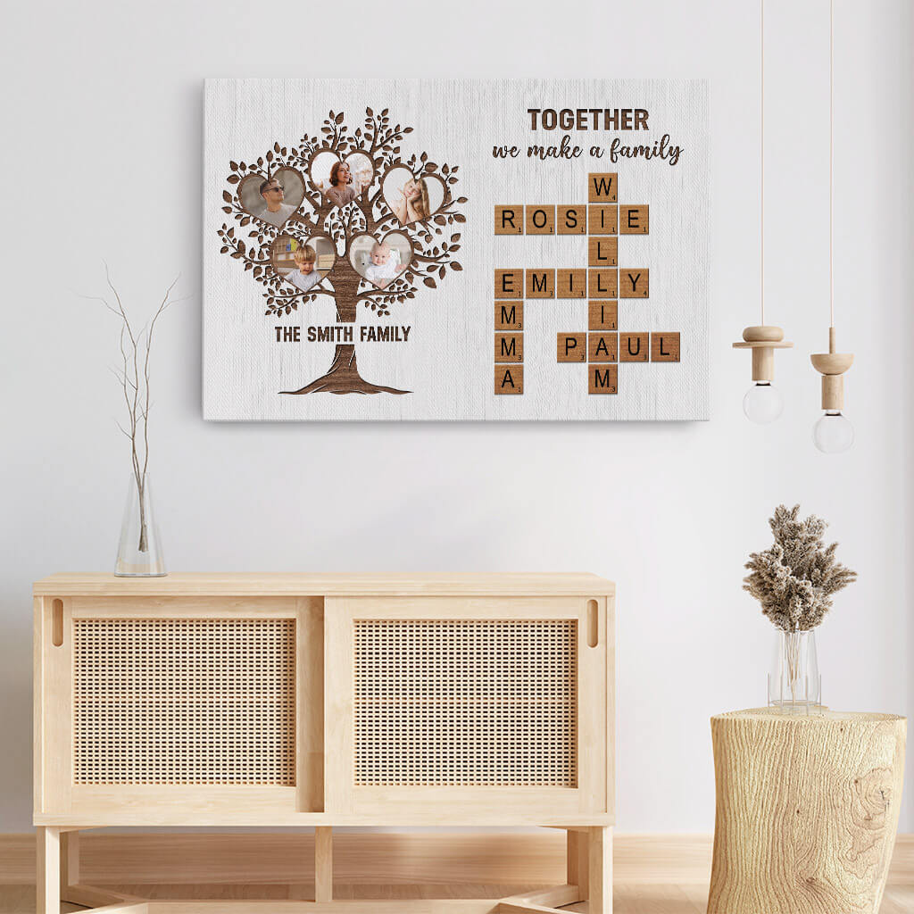 The Love Between Family - Personalised Crossword Canvas / Poster