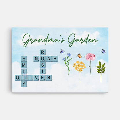 Personalised Grandma's Garden Crossword Canvas Framed Canvas Wall Art