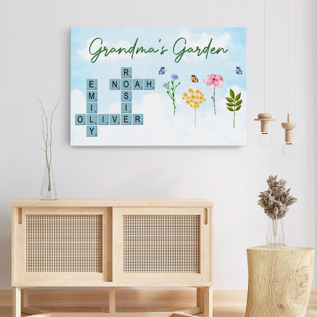 Personalised Grandma's Garden Crossword Canvas Framed Canvas Wall Art