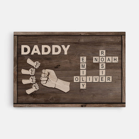 Daddy Fist Punch - Personalised Family Crossword Canvas / Poster