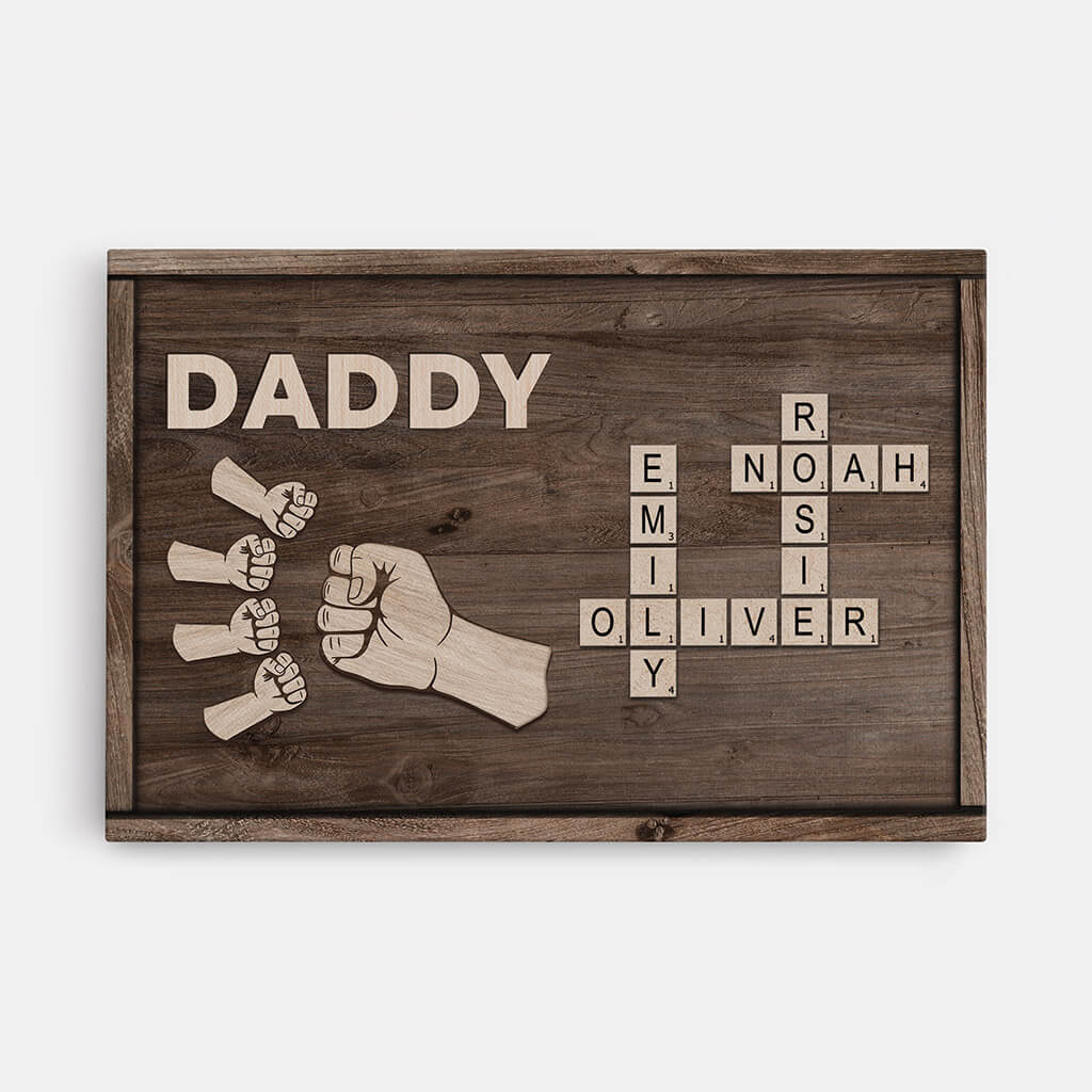 Daddy Fist Punch - Personalised Family Crossword Canvas / Poster