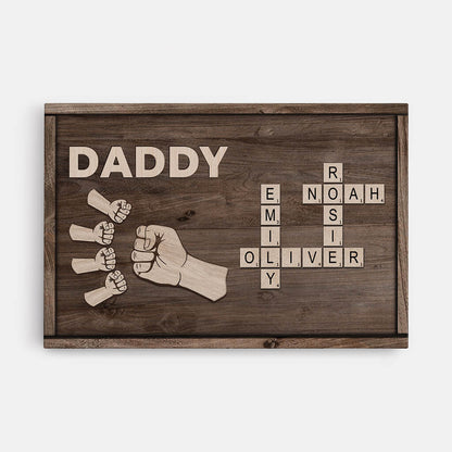 Daddy Fist Punch - Personalised Family Crossword Canvas / Poster