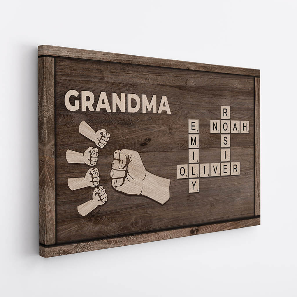 Daddy Fist Punch - Personalised Family Crossword Canvas / Poster