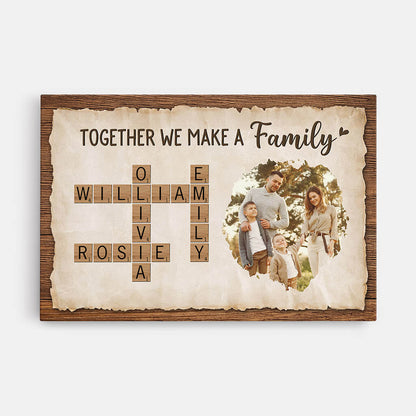 Together We Make A Family - Personalised Crossword Photo Canvas / Poster for Parents