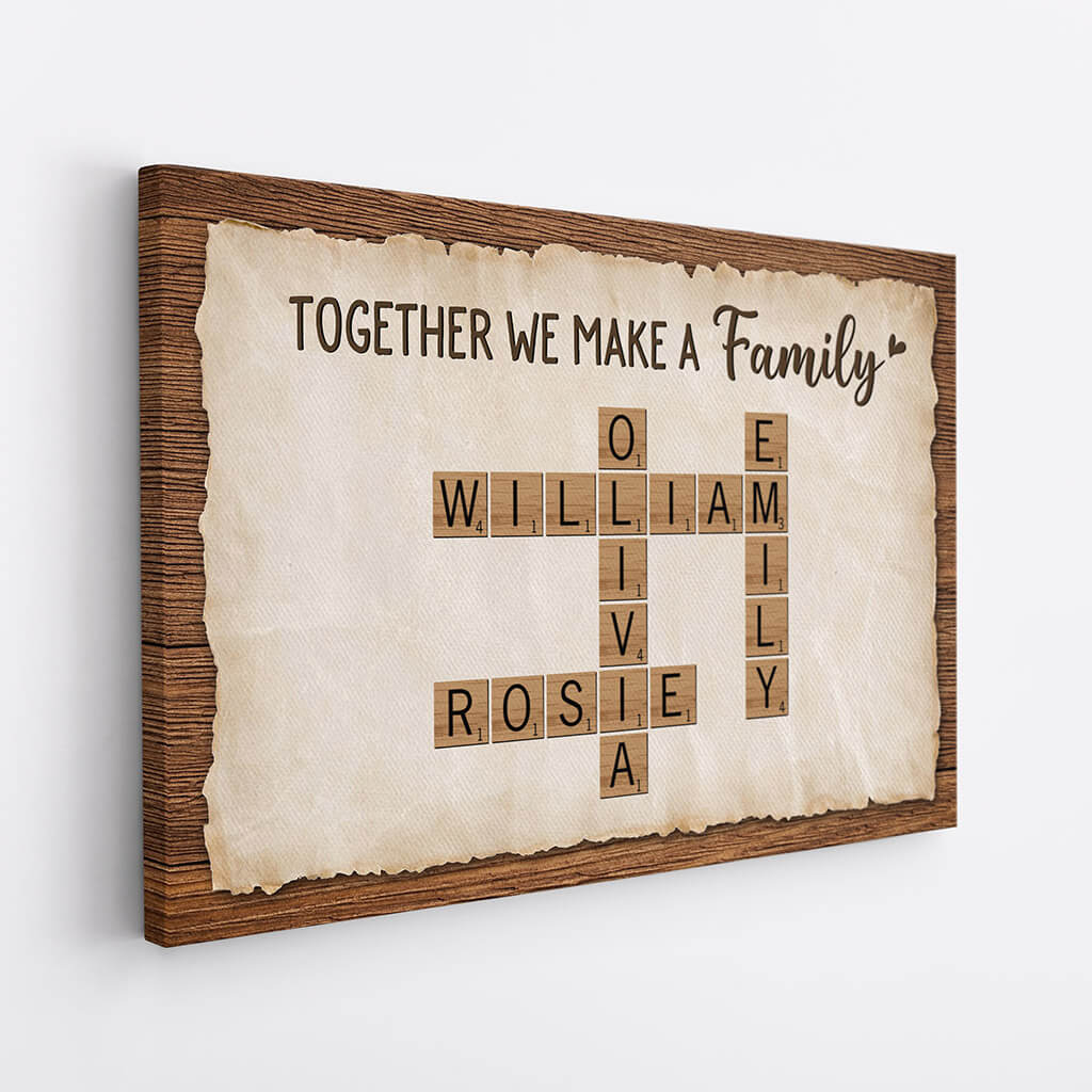 Together We Make A Family - Personalised Crossword Photo Canvas / Poster for Parents