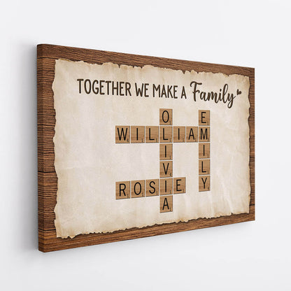 Together We Make A Family - Personalised Crossword Photo Canvas / Poster for Parents