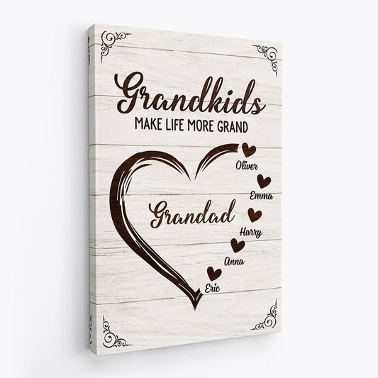 Personalized Grandkids Make Life More Grand Canvas for Grandparents