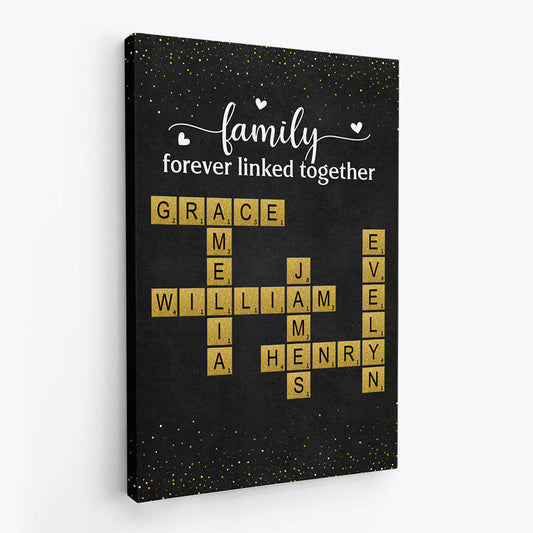 Personalized 'Family Forever Linked Together' Scrabble Wall Art Canvas