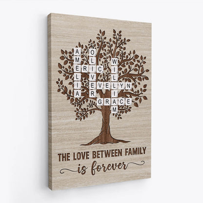 Personalized Family Tree Canvas Art | 'The Love Between Family is Forever'