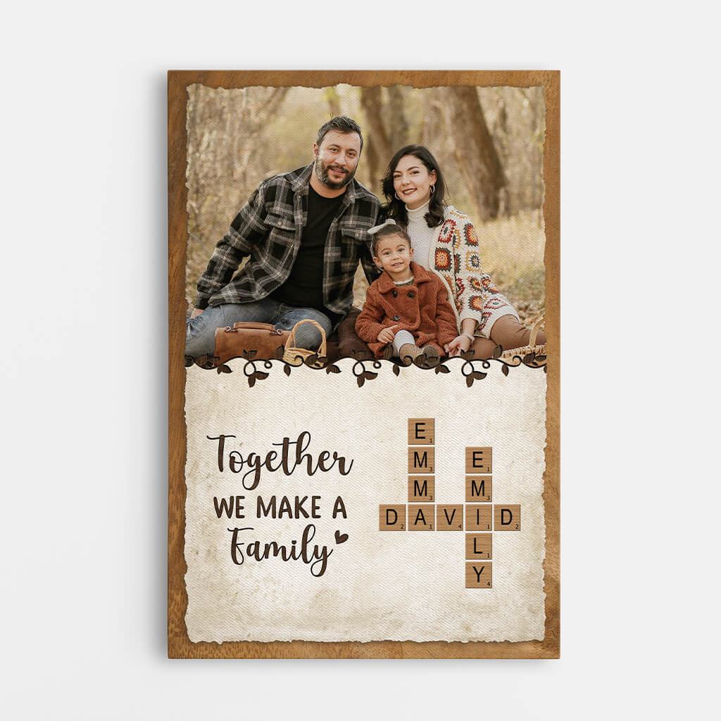 Personalised Together We Make A Family - Custom Crossword Photo Canvas / Poster