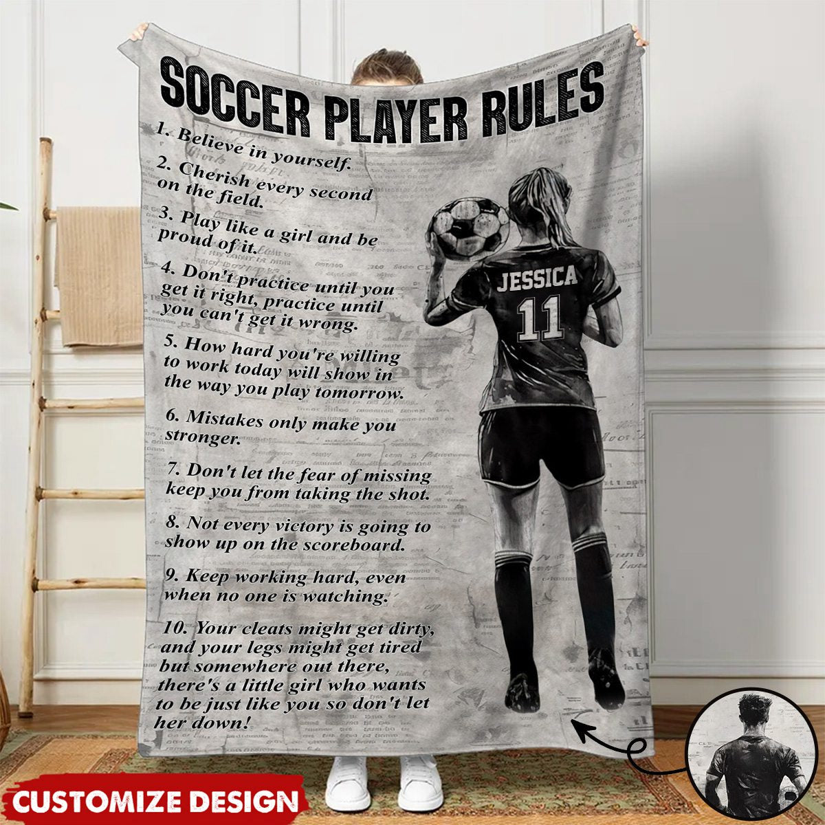 Personalized Soccer Blanket for Kids - Gift for Soccer Lovers