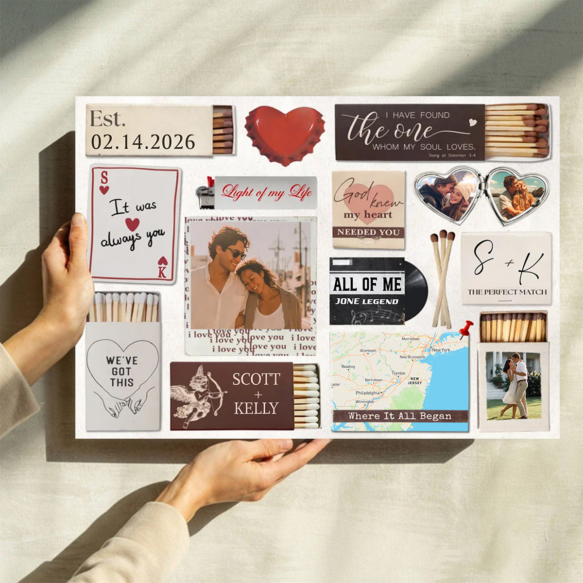 Personalized Love Story Scrapbook Canvas / Poster - Custom Valentine’s Day Gift for Couples