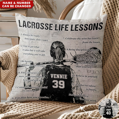 Personalized Lacrosse Life Lessons Pillow - Gift For Lacrosse Lovers