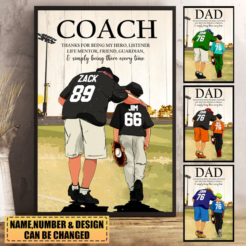 Thanks For Being My Hero - Personalized Baseball Poster / Canvas Gift