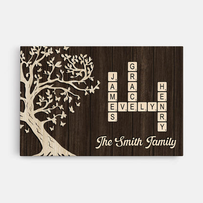 Personalised The Family With Crossword Canvas Framed Canvas Wall Art