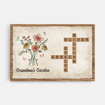 Personalised Grandma's Garden Crossword Canvas Framed Canvas Wall Art