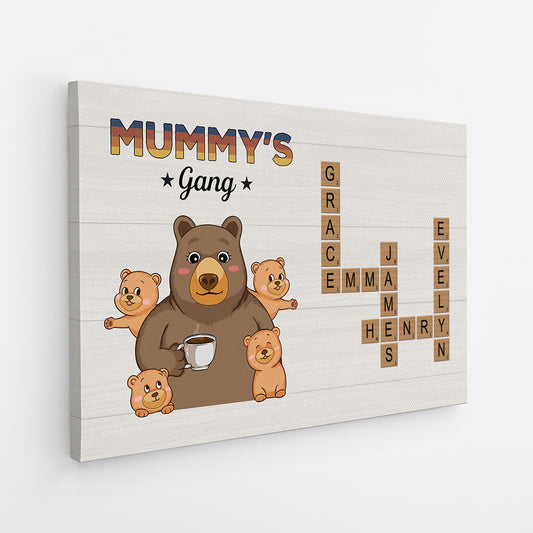 Custom 'Grandma/Mom/Dad's Gang' Bear Canvas - Personalized Family Gift