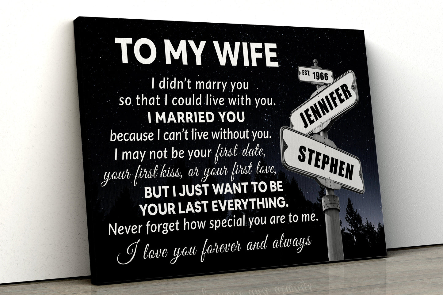 “I Can’t Live Without You” - Personalized Canvas / Poster For Wife