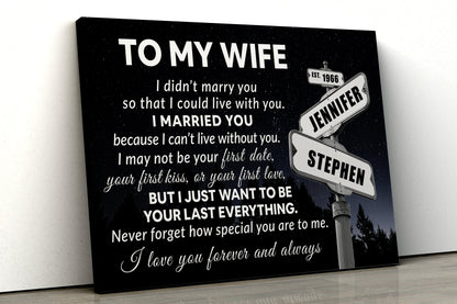 “I Can’t Live Without You” - Personalized Canvas / Poster For Wife
