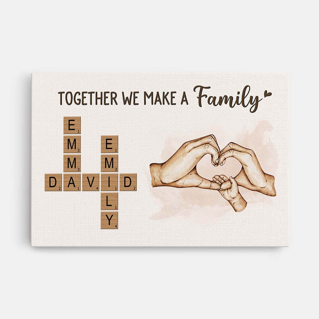 Together We Make a Family - Personalised Custom Crossword Canvas / Poster