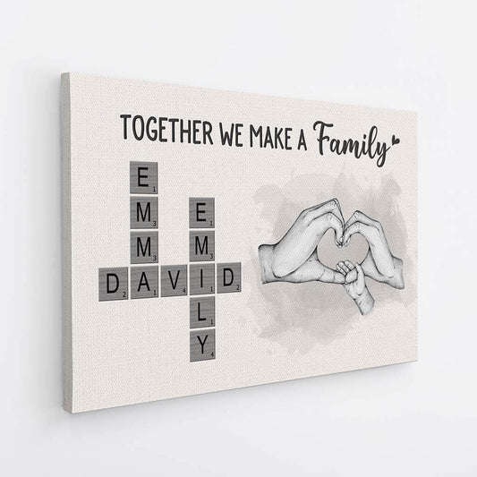 Together We Make a Family - Personalised Custom Crossword Canvas / Poster